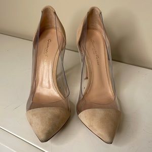 Nude/Clear Suede Gianvito Rossi Heels Sz 38